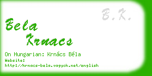 bela krnacs business card
