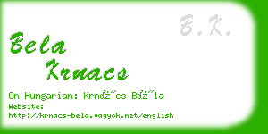 bela krnacs business card